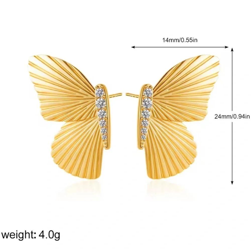 18K gold pallet Anthrpologie Elegant Gold Butterfly Earrings Diamond unique